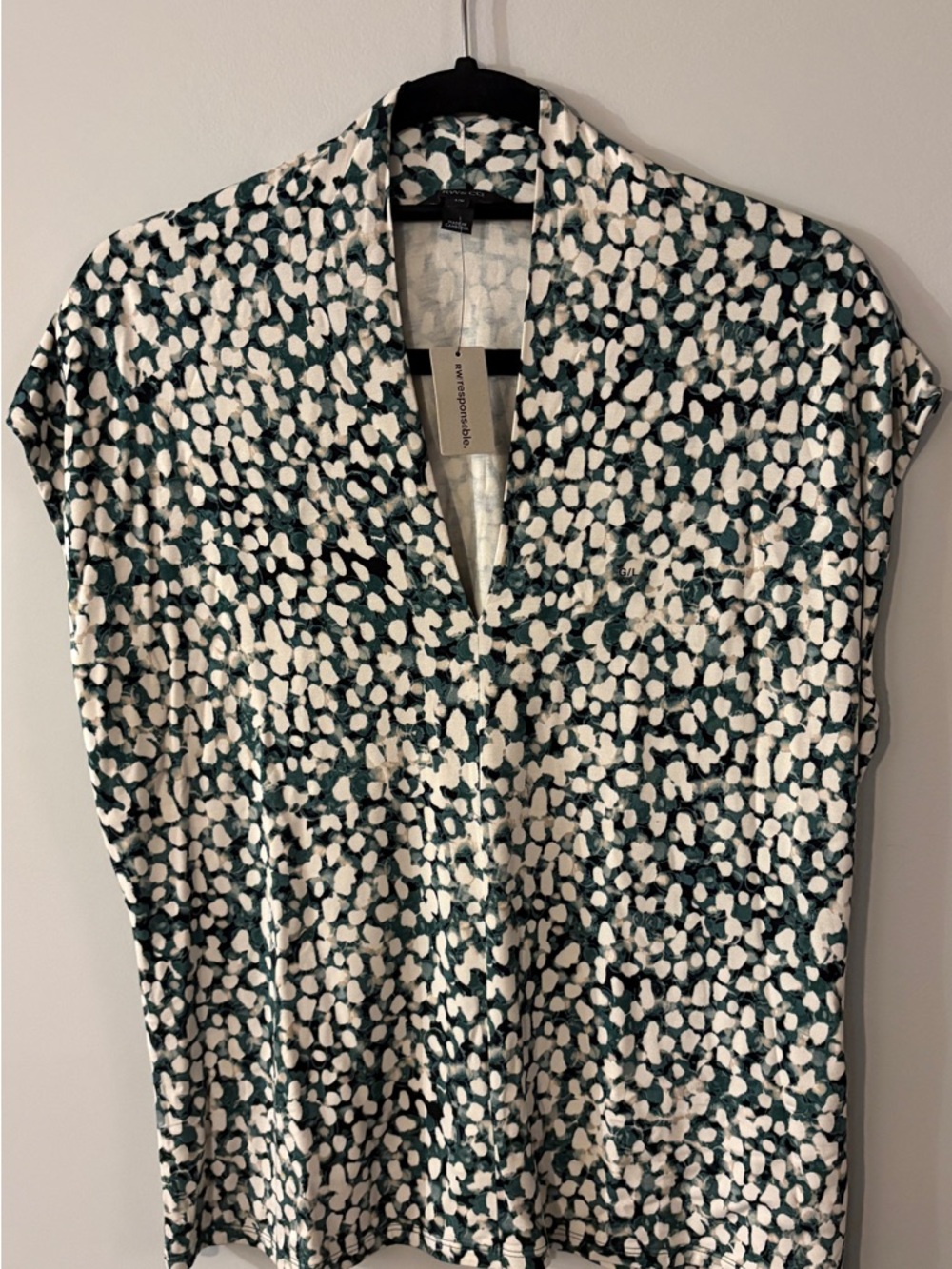 RW&CO Abstract Dot V-Neck Blouse